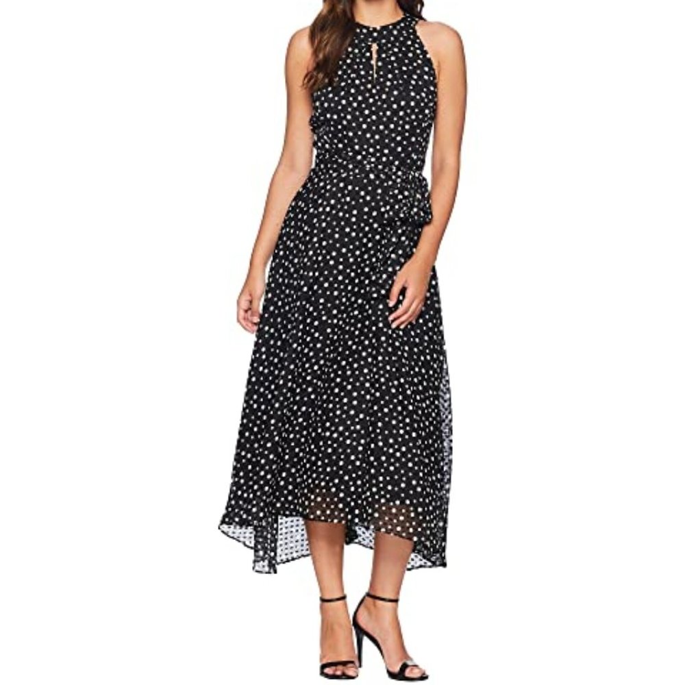Tahari by ASL Sleeveless Dot Midi Dress Size 4 v7